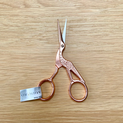 Milward Rose Gold Stork Embroidery Scissors