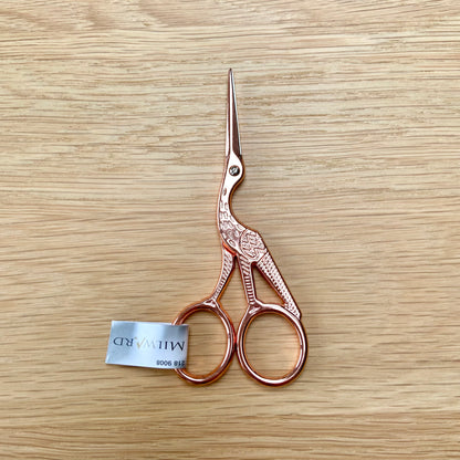 Milward Rose Gold Stork Embroidery Scissors