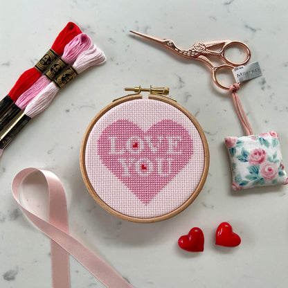 Love You Cross Stitch Pattern – PDF Download