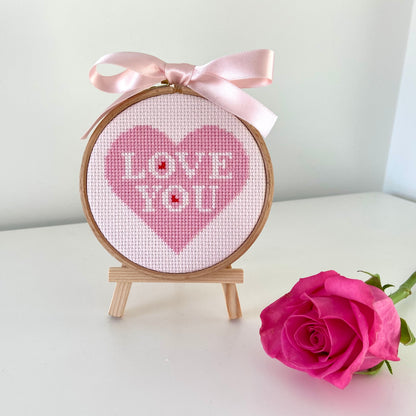 Love You Cross Stitch Pattern – PDF Download