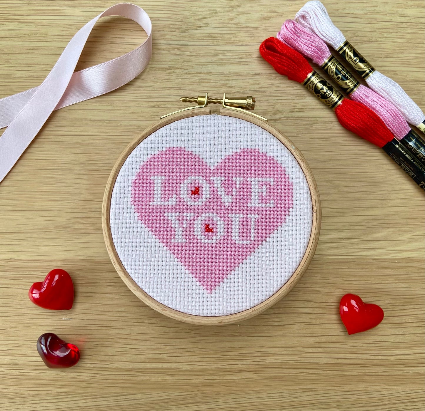 Love You Cross Stitch Pattern – PDF Download