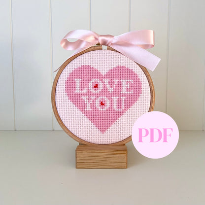 Love You Cross Stitch Pattern – PDF Download