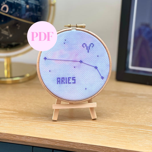 Aries Constellation Galaxy Cross Stitch Pattern – PDF Download