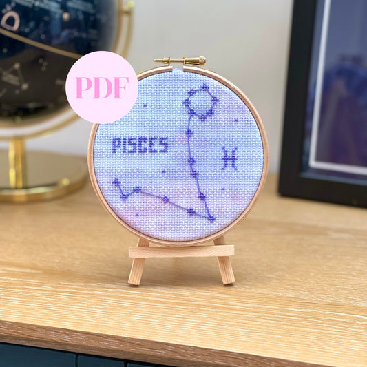 Pisces Constellation Galaxy Cross Stitch Pattern – PDF Download