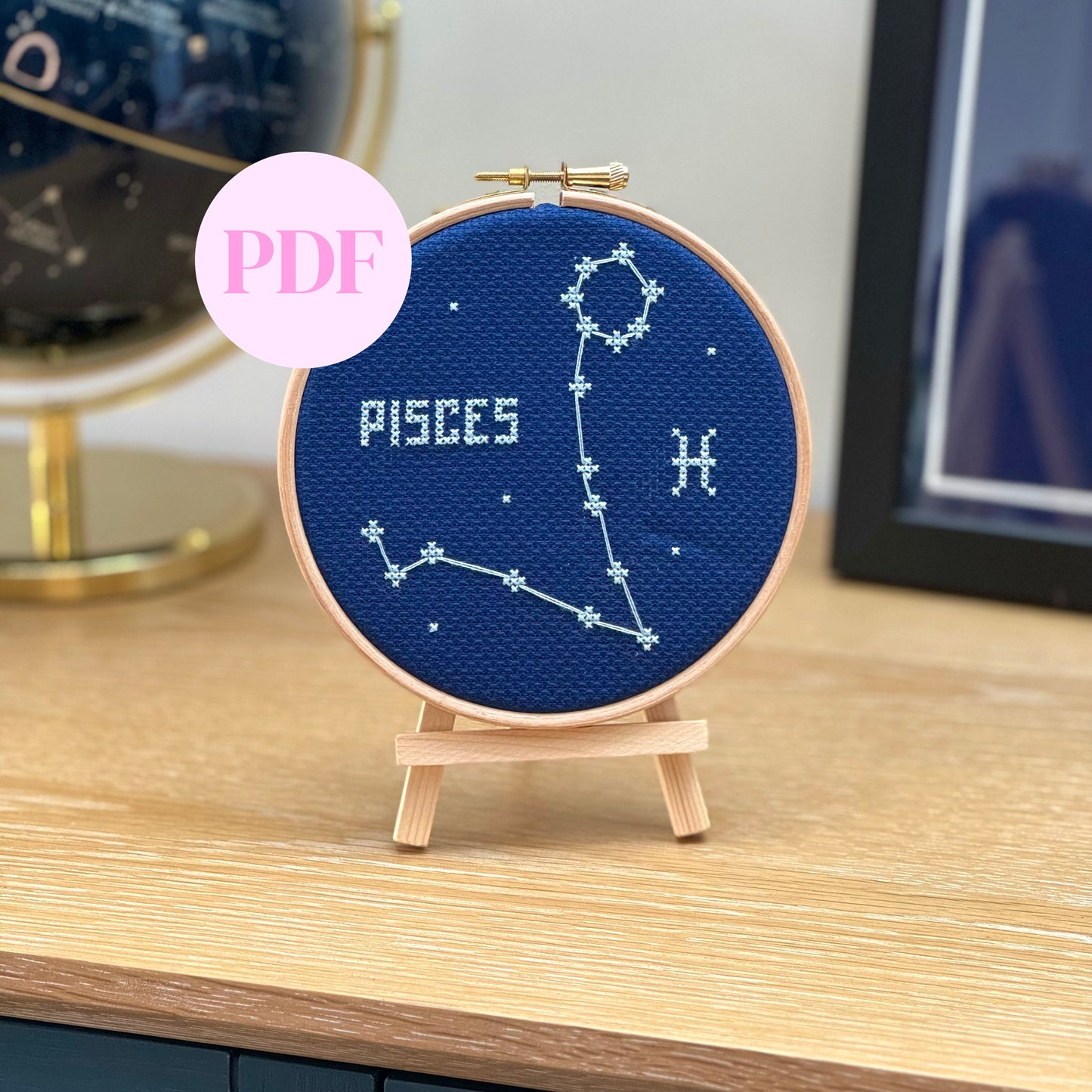 Pisces Constellation Night Sky Cross Stitch Pattern – PDF Download