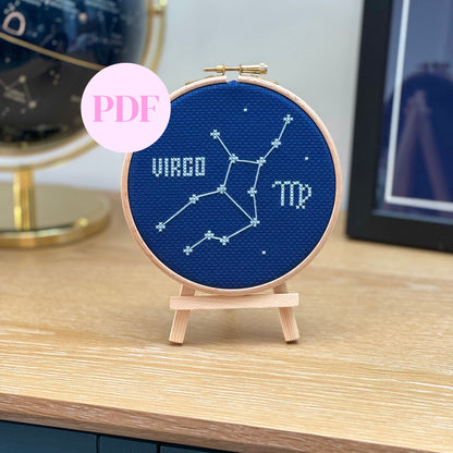 Virgo Constellation Night Sky Cross Stitch Pattern – PDF Download