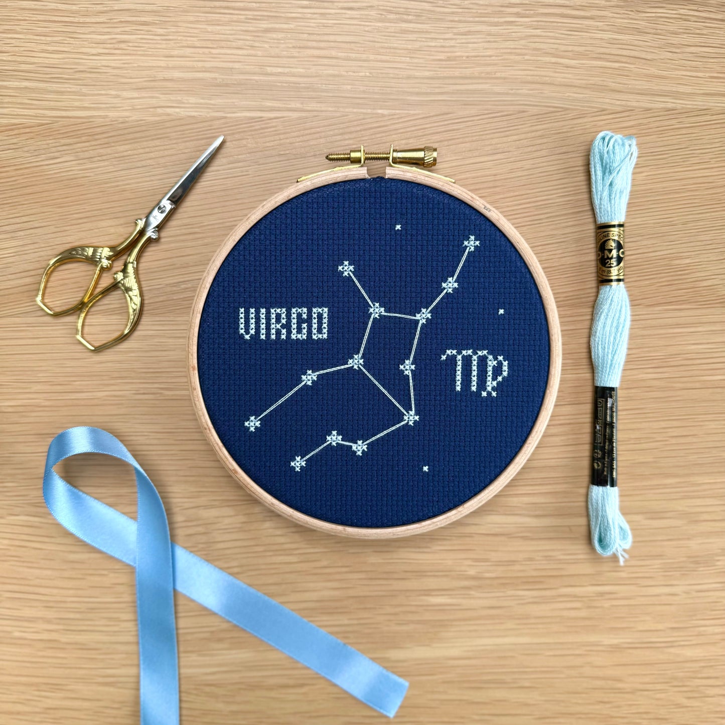 Virgo Constellation Night Sky Cross Stitch Pattern – PDF Download